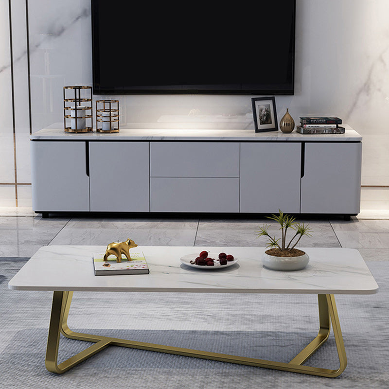 Glam Stop Top Coffee Table with Iron Cross Legs for Living Room Clearhalo 'Coffee & Accent Tables' 'Coffee Tables' 'coffee_tables' 'furn' 'furn_coffee_tables' 'Furniture' 'Living Room Furniture' 6505977