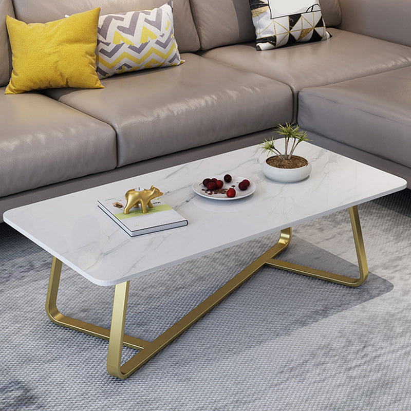 Glam Stop Top Coffee Table with Iron Cross Legs for Living Room Clearhalo 'Coffee & Accent Tables' 'Coffee Tables' 'coffee_tables' 'furn' 'furn_coffee_tables' 'Furniture' 'Living Room Furniture' 6505978