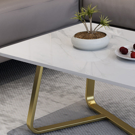 Mesa de café Top Glam Stop con patas cruzadas de hierro para sala de estar