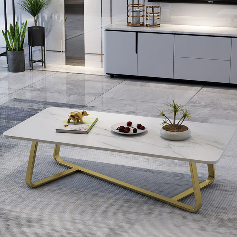 Glam Stop Top Coffee Table with Iron Cross Legs for Living Room Clearhalo 'Coffee & Accent Tables' 'Coffee Tables' 'coffee_tables' 'furn' 'furn_coffee_tables' 'Furniture' 'Living Room Furniture' 6505985
