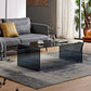 Modern Rectangle Glass Coffee Table Sled Base Cocktail Table
