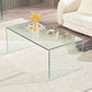 Modern Rectangle Glass Coffee Table Sled Base Cocktail Table