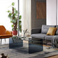 Modern Rectangle Glass Coffee Table Sled Base Cocktail Table
