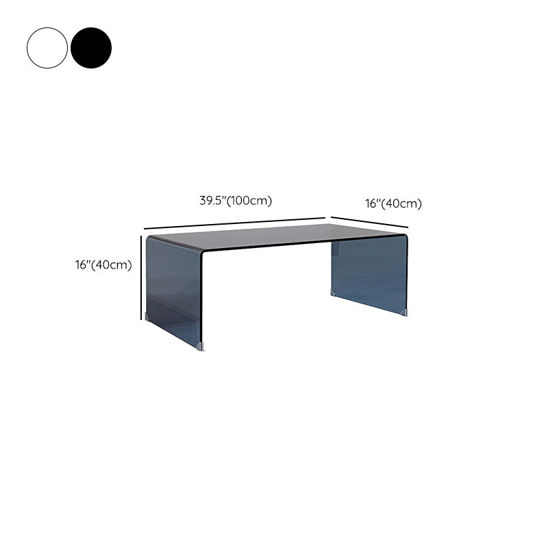 Modern Rectangle Glass Coffee Table Sled Base Cocktail Table