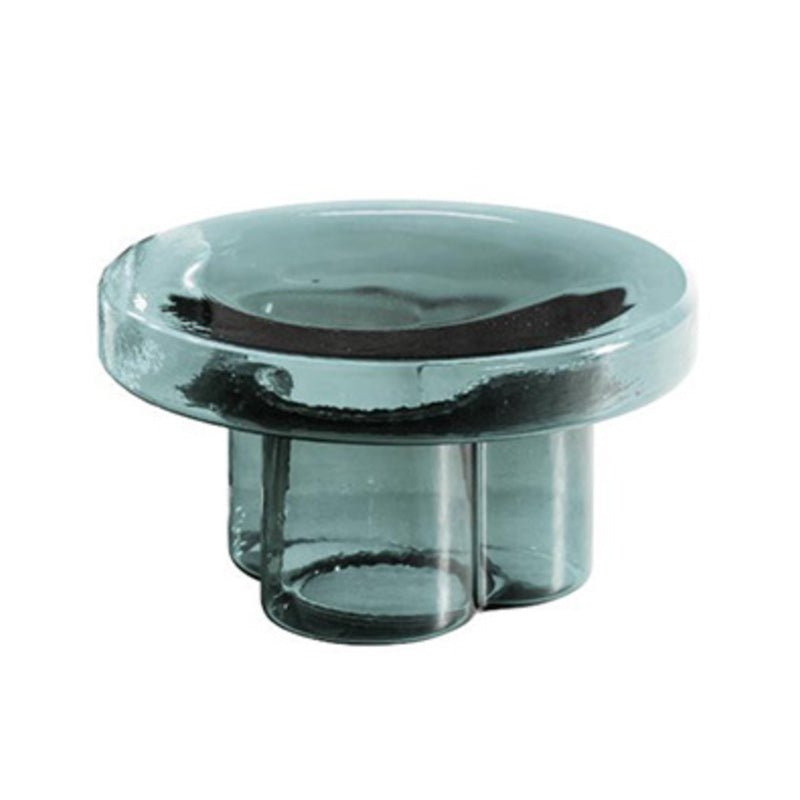 Contemporary Round Glass Coffee Table Pedestal Cocktail Table 22"L x 22"W x 12"H Green Clearhalo 'Coffee & Accent Tables' 'Coffee Tables' 'coffee_tables' 'furn' 'furn_coffee_tables' 'Furniture' 'Living Room Furniture' 6506026