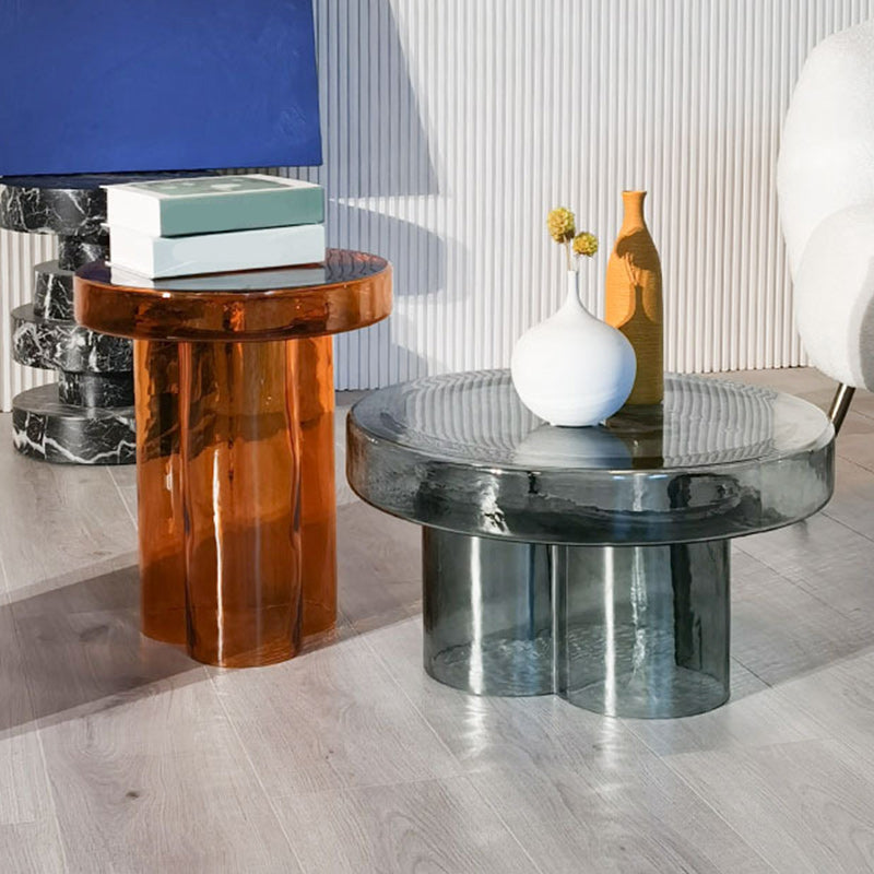 Contemporary Round Glass Coffee Table Pedestal Cocktail Table Clearhalo 'Coffee & Accent Tables' 'Coffee Tables' 'coffee_tables' 'furn' 'furn_coffee_tables' 'Furniture' 'Living Room Furniture' 6506028