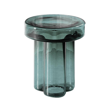 Contemporary Round Glass Coffee Table Pedestal Cocktail Table 15"L x 15"W x 18"H Green Clearhalo 'Coffee & Accent Tables' 'Coffee Tables' 'coffee_tables' 'furn' 'furn_coffee_tables' 'Furniture' 'Living Room Furniture' 6506029