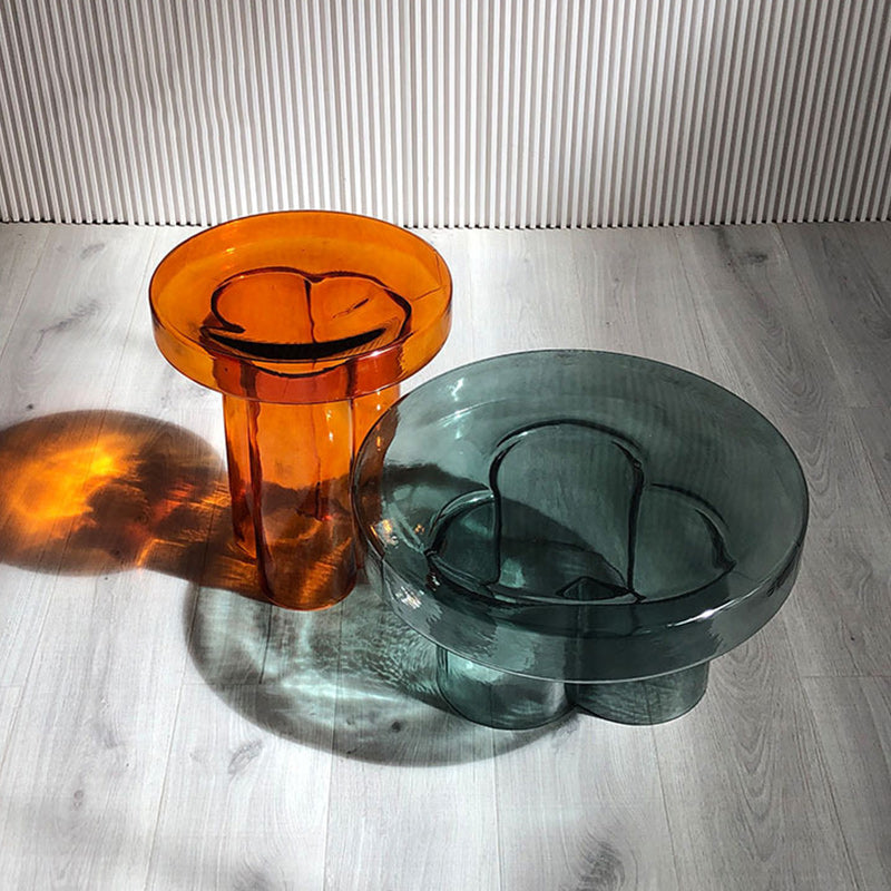 Contemporary Round Glass Coffee Table Pedestal Cocktail Table Clearhalo 'Coffee & Accent Tables' 'Coffee Tables' 'coffee_tables' 'furn' 'furn_coffee_tables' 'Furniture' 'Living Room Furniture' 6506031