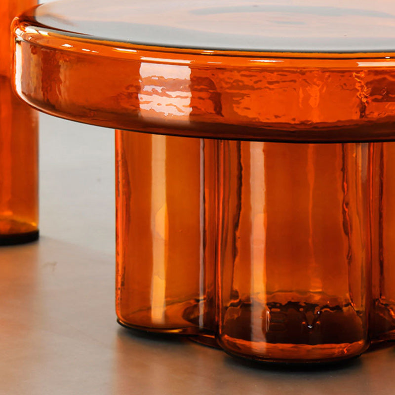 Contemporary Round Glass Coffee Table Pedestal Cocktail Table Clearhalo 'Coffee & Accent Tables' 'Coffee Tables' 'coffee_tables' 'furn' 'furn_coffee_tables' 'Furniture' 'Living Room Furniture' 6506034