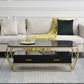 Glam Coffee Table with Glass/Marble Top and 2 Drawers and Iron Base Clearhalo 'Coffee & Accent Tables' 'Coffee Tables' 'coffee_tables' 'furn' 'furn_coffee_tables' 'Furniture' 'Living Room Furniture' 6506044