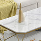 Glam Coffee Table with Glass/Marble Top and 2 Drawers and Iron Base Clearhalo 'Coffee & Accent Tables' 'Coffee Tables' 'coffee_tables' 'furn' 'furn_coffee_tables' 'Furniture' 'Living Room Furniture' 6506056
