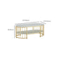 Glam Oval Marble Coffee Table 17.7"H Steel Sled Cocktail Table with Shelf