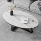 Metal Frame Elliptical Slate Top Coffee Cocktail Table - 17.7" H