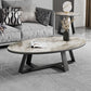 Metal Frame Elliptical Slate Top Coffee Cocktail Table - 17.7" H