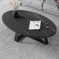 Metal Frame Elliptical Slate Top Coffee Cocktail Table - 17.7" H