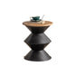 Table basse ronde en bois vieilli, table de cocktail sur pied en métal