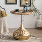 Table basse ronde en bois vieilli, table de cocktail sur pied en métal