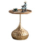 Table basse ronde en bois vieilli, table de cocktail sur pied en métal