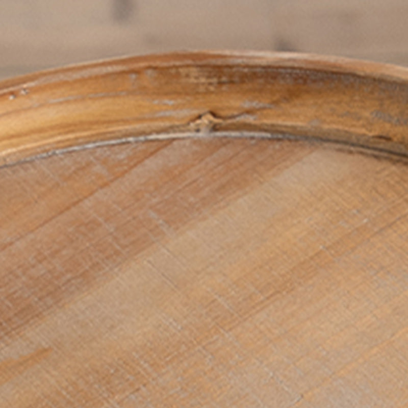 Table basse ronde en bois vieilli, table de cocktail sur pied en métal