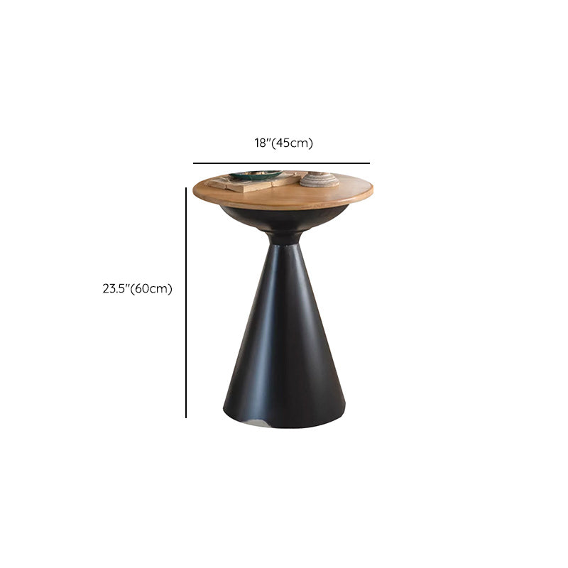 Table basse ronde en bois vieilli, table de cocktail sur pied en métal