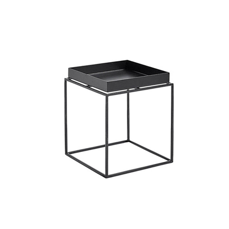 Square Iron Coffee Table Tray Top Simple Frame Cocktail Table 16"L x 16"W x 18"H Black Clearhalo 'Coffee & Accent Tables' 'Coffee Tables' 'coffee_tables' 'furn' 'furn_coffee_tables' 'Furniture' 'Living Room Furniture' 6506115