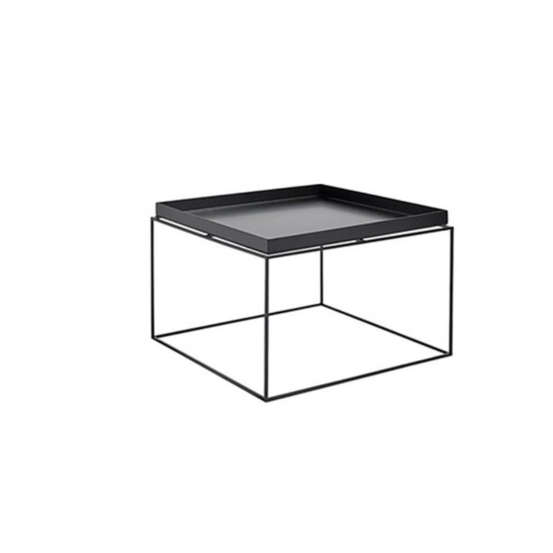 Square Iron Coffee Table Tray Top Simple Frame Cocktail Table 24"L x 24"W x 16"H Black Clearhalo 'Coffee & Accent Tables' 'Coffee Tables' 'coffee_tables' 'furn' 'furn_coffee_tables' 'Furniture' 'Living Room Furniture' 6506116