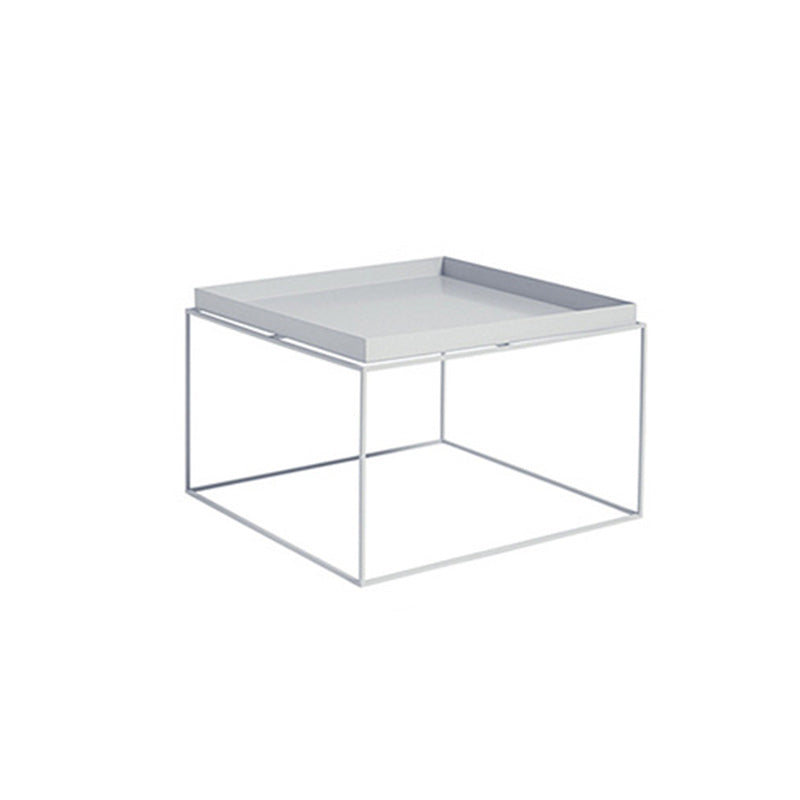 Square Iron Coffee Table Tray Top Simple Frame Cocktail Table 24"L x 24"W x 16"H White Clearhalo 'Coffee & Accent Tables' 'Coffee Tables' 'coffee_tables' 'furn' 'furn_coffee_tables' 'Furniture' 'Living Room Furniture' 6506120