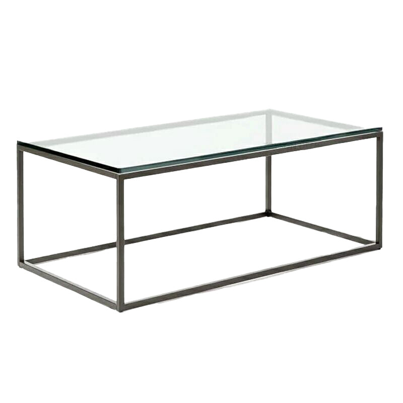 Modern Style Rectangular Glass Coffee Table 17.7-In H Metal Frame 1 Single Cocktail Table Clearhalo 'Coffee & Accent Tables' 'Coffee Tables' 'coffee_tables' 'furn' 'furn_coffee_tables' 'Furniture' 'Living Room Furniture' 6506159