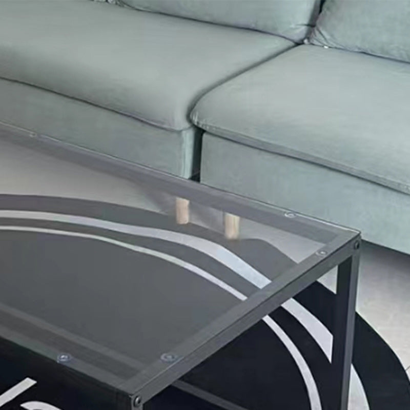 Modern Style Rectangular Glass Coffee Table 17.7-In H Metal Frame 1 Single Cocktail Table Clearhalo 'Coffee & Accent Tables' 'Coffee Tables' 'coffee_tables' 'furn' 'furn_coffee_tables' 'Furniture' 'Living Room Furniture' 6506160