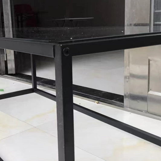 Modern Style Rectangular Glass Coffee Table 17.7-In H Metal Frame 1 Single Cocktail Table Clearhalo 'Coffee & Accent Tables' 'Coffee Tables' 'coffee_tables' 'furn' 'furn_coffee_tables' 'Furniture' 'Living Room Furniture' 6506163