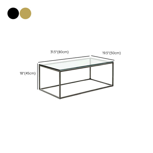 Modern Style Rectangular Glass Coffee Table 17.7-In H Metal Frame 1 Single Cocktail Table Clearhalo 'Coffee & Accent Tables' 'Coffee Tables' 'coffee_tables' 'furn' 'furn_coffee_tables' 'Furniture' 'Living Room Furniture' 6506164