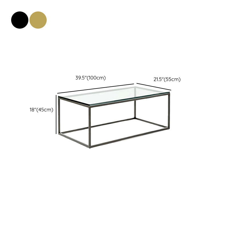 Modern Style Rectangular Glass Coffee Table 17.7-In H Metal Frame 1 Single Cocktail Table Clearhalo 'Coffee & Accent Tables' 'Coffee Tables' 'coffee_tables' 'furn' 'furn_coffee_tables' 'Furniture' 'Living Room Furniture' 6506165