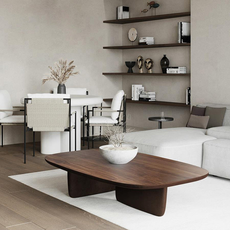 Mesa de centro escandinava de 15,75" de altura Mesa de centro de madera en nogal