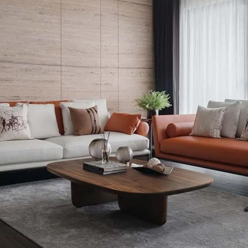 Mesa de centro escandinava de 15,75" de altura Mesa de centro de madera en nogal