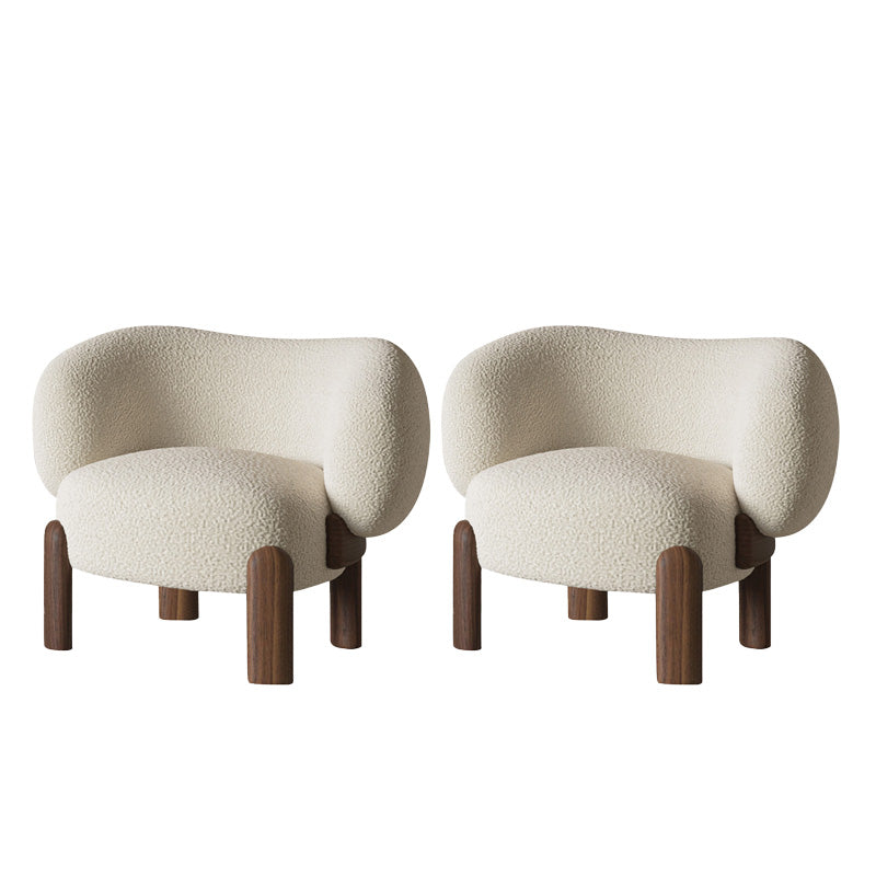 Basic Four Leg Accent Chair Solid Color Contemporary Lounge Chair Cream Tech Flannel 2 Piece Set Clearhalo 'Accent Chairs' 'accent_chairs' 'Chairs & Seating' 'furn' 'furn_accent_chairs' 'Furniture' 'Living Room Furniture' 6506190