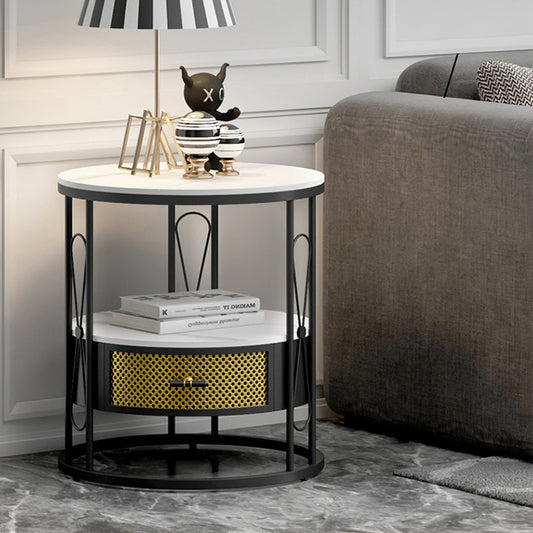 Frame di metallo modernistico 1-Drawer Round Soggiorno Tavolino