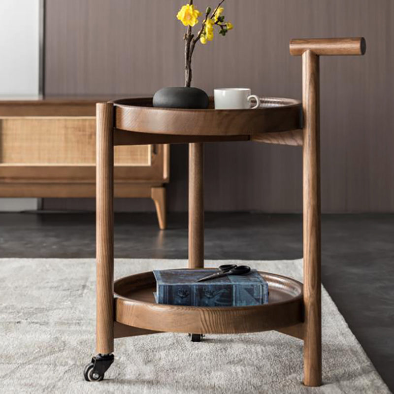 Modern Round Tray Top Side End Table 3 Legs Double Tier Side Table