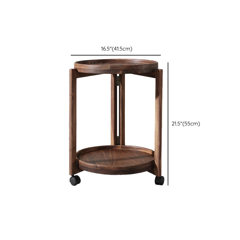 Modern Round Tray Top Side End Table 3 Legs Double Tier Side Table
