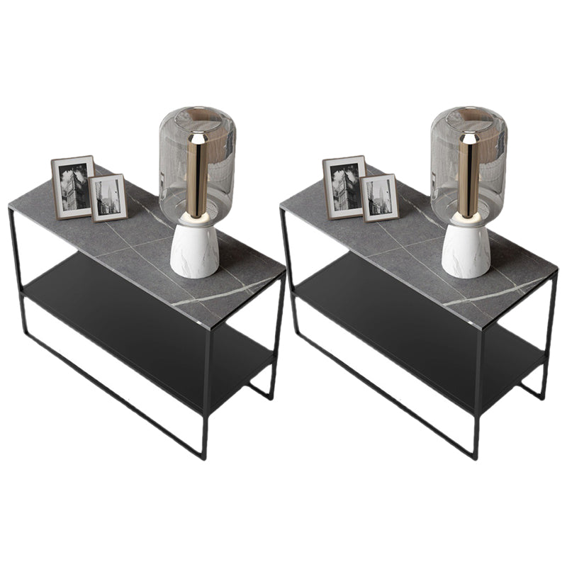 Contemporary Sled with Shelf Rectangular Double Tier Living Room Side Table