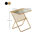 19.68"L Trestle Side Table with Storage Glass Top Sofa Side Accent Table