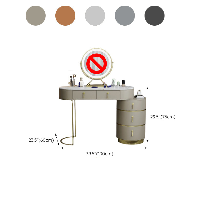 Tavoli da vanità in pietra 23.62 "tavolo da trucco largo con 5 cassetti