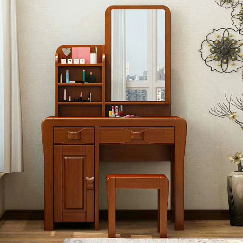 Brauner Make -up -Tisch mit 2 Schubladen 18,50 "breite Waschtische mit Spiegel