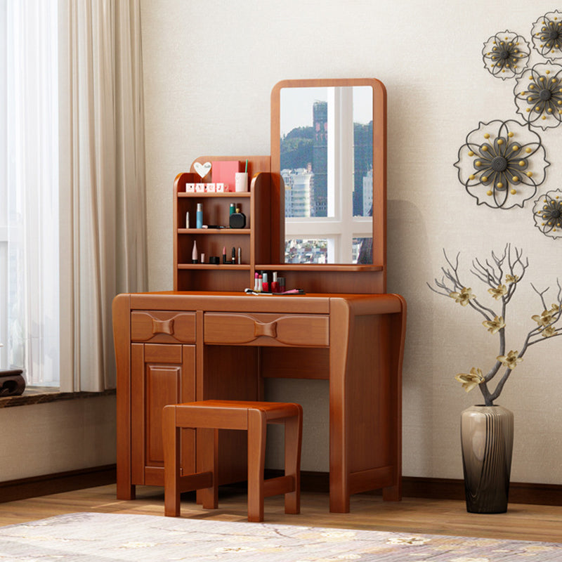 Brauner Make -up -Tisch mit 2 Schubladen 18,50 "breite Waschtische mit Spiegel