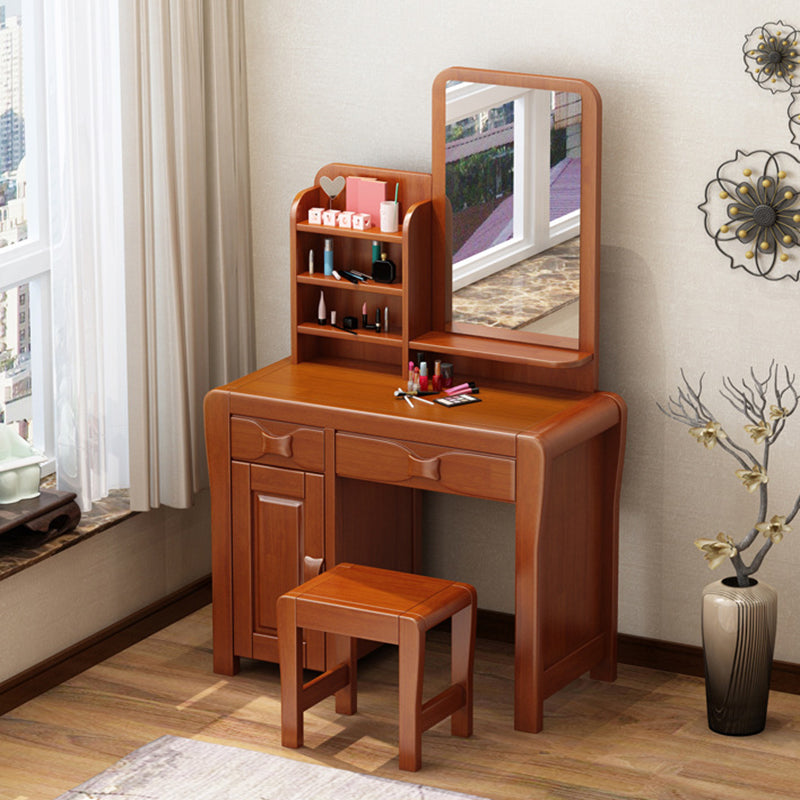 Brauner Make -up -Tisch mit 2 Schubladen 18,50 "breite Waschtische mit Spiegel