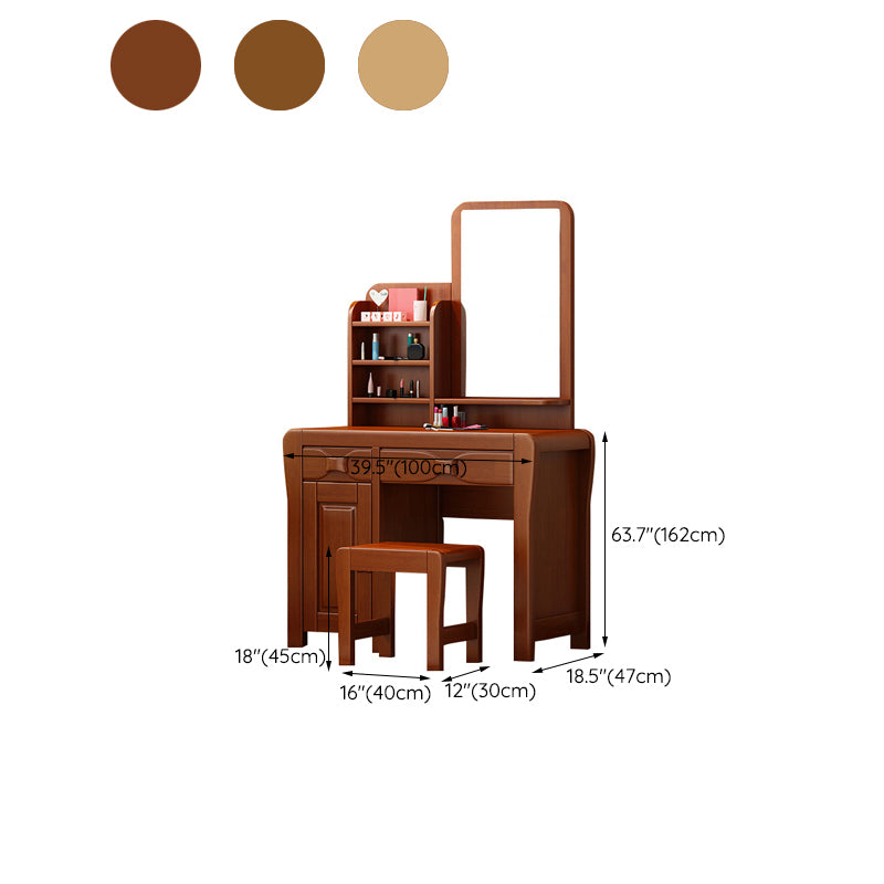 Brauner Make -up -Tisch mit 2 Schubladen 18,50 "breite Waschtische mit Spiegel