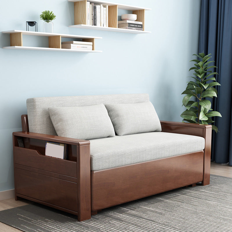 31.49" Wide Sleeper Sofa Linen Square Arms Sofa Bed with Upholstered Beige Clearhalo 'furn' 'furn_futons' 'Furniture' 'Futons & Daybeds' 'Futons' 'Living Room Furniture' 6506507