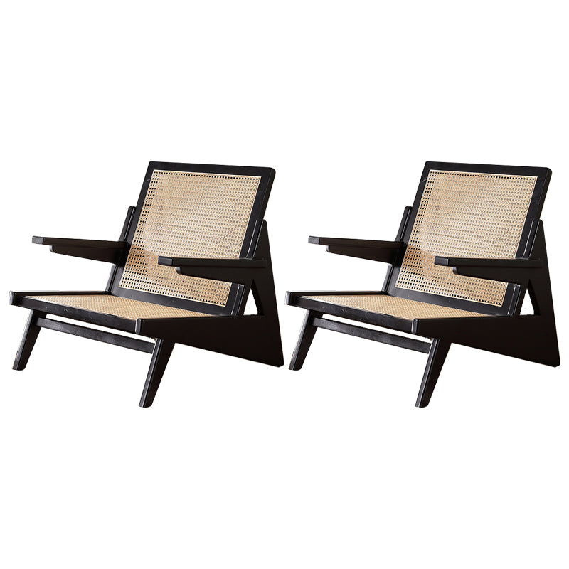 Mid-century Modern Rubberwood Solid Wood Frame Square Arms Chair Black 2 Piece Set Clearhalo 'Accent Chairs' 'accent_chairs' 'Chairs & Seating' 'furn' 'furn_accent_chairs' 'Furniture' 'Living Room Furniture' 6506519