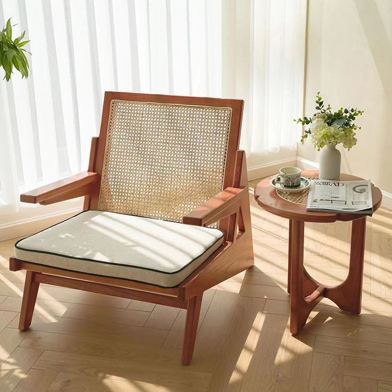 Mid-century Modern Rubberwood Solid Wood Frame Square Arms Chair Brown 1 Piece Clearhalo 'Accent Chairs' 'accent_chairs' 'Chairs & Seating' 'furn' 'furn_accent_chairs' 'Furniture' 'Living Room Furniture' 6506522