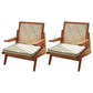 Mid-century Modern Rubberwood Solid Wood Frame Square Arms Chair Brown 2 Piece Set Clearhalo 'Accent Chairs' 'accent_chairs' 'Chairs & Seating' 'furn' 'furn_accent_chairs' 'Furniture' 'Living Room Furniture' 6506523
