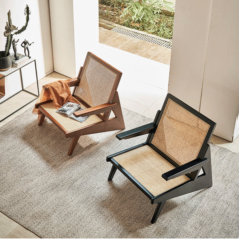 Mid-century Modern Rubberwood Solid Wood Frame Square Arms Chair Clearhalo 'Accent Chairs' 'accent_chairs' 'Chairs & Seating' 'furn' 'furn_accent_chairs' 'Furniture' 'Living Room Furniture' 6506524